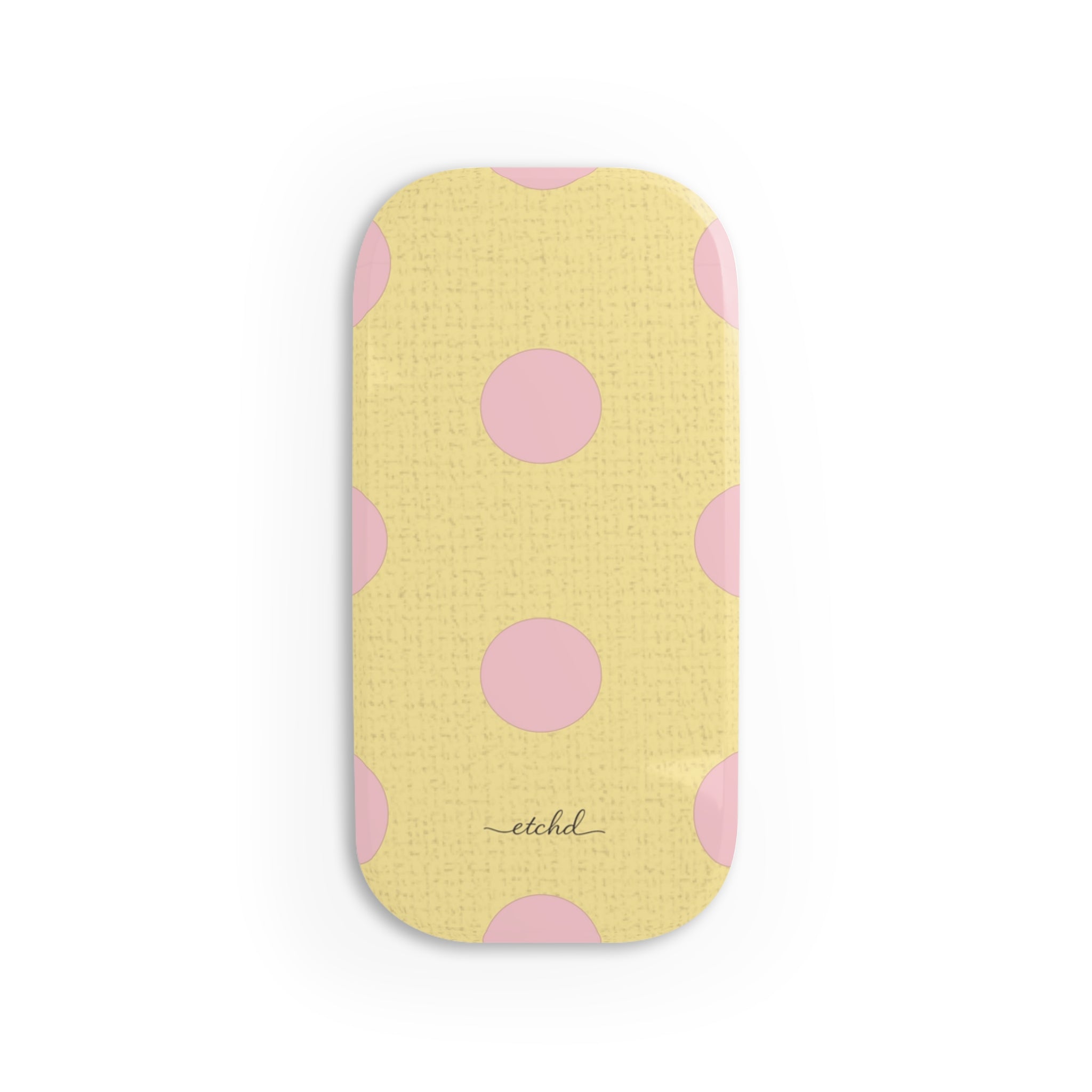 Pink And Butter Polka Dot Click-On Phone Grip by etchd