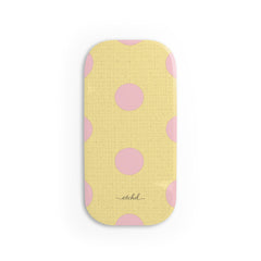 Pink And Butter Polka Dot Click-On Phone Grip by etchd