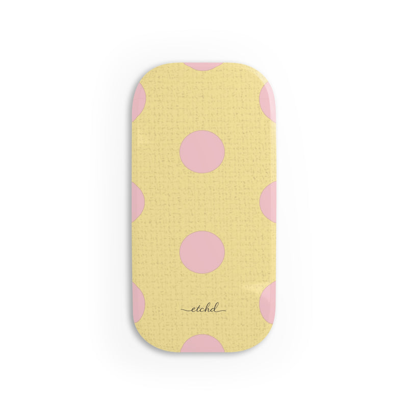 Pink And Butter Polka Dot Click-On Phone Grip by etchd