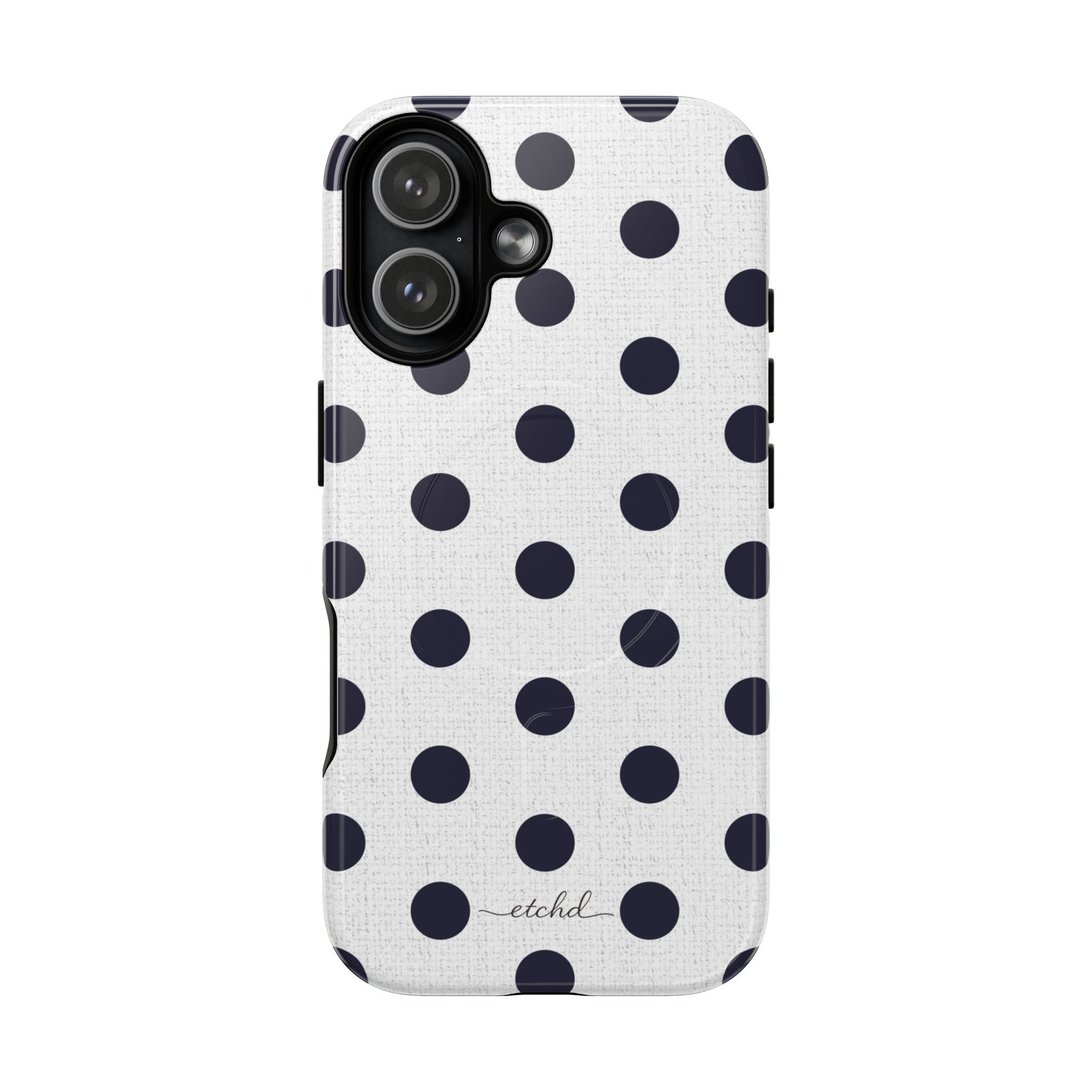 Navy And White Polka Dot Magnetic Phone Case by etchd, view 25