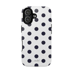 Navy And White Polka Dot Magnetic Phone Case by etchd, view 25