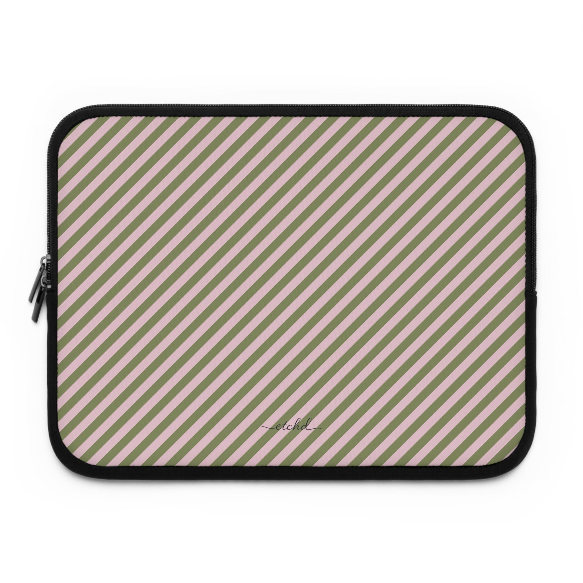 Green & Pink Striped Diagonal Laptop Sleeve by etchd