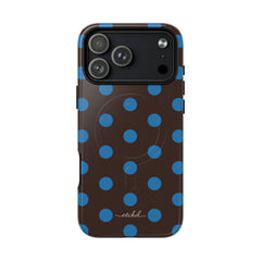 Cerulean & Espresso Polka Dot Magnetic Phone Case by etchd, view 31
