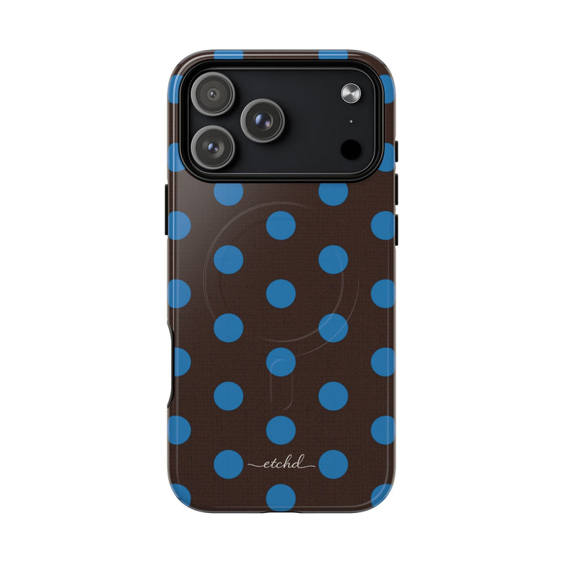 Cerulean & Espresso Polka Dot Magnetic Phone Case by etchd, view 31