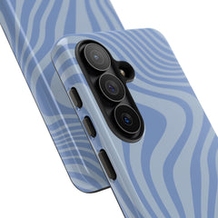Blue Curved Lines Phone Case by etchd, view 209