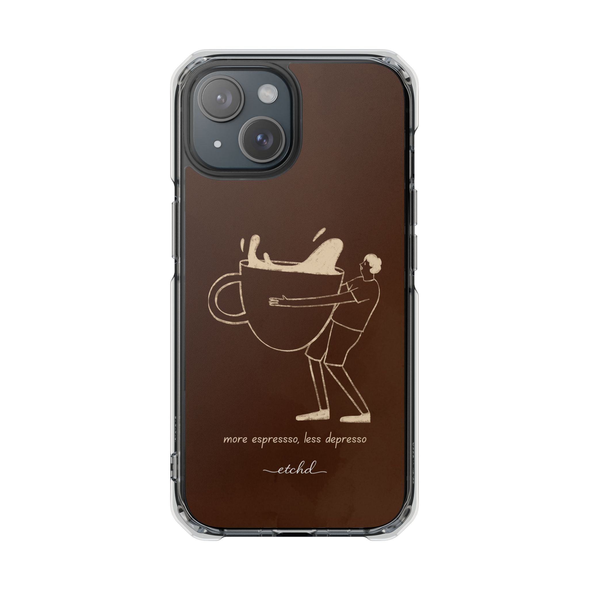 Gentlemen Espresso Clear Magnetic Phone Case by etchd, view 2