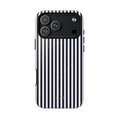 Navy & White Striped Magnetic Phone Case by etchd, view 31
