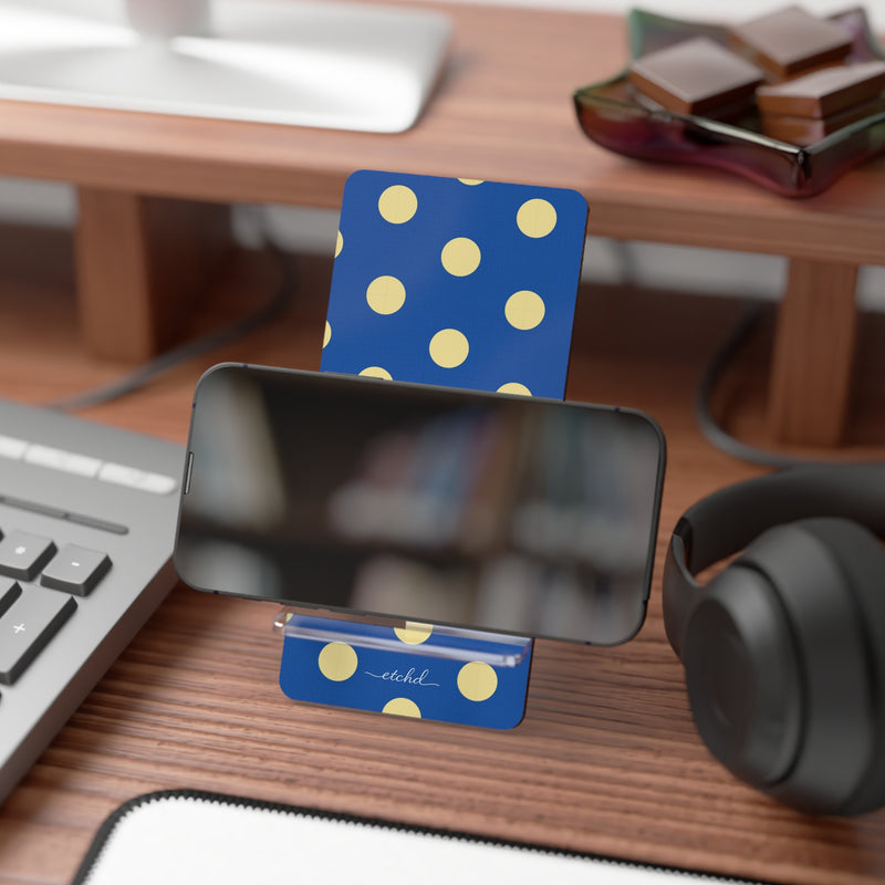 Butter And Cobalt Polka Dot Phone Stand by etchd, view 4