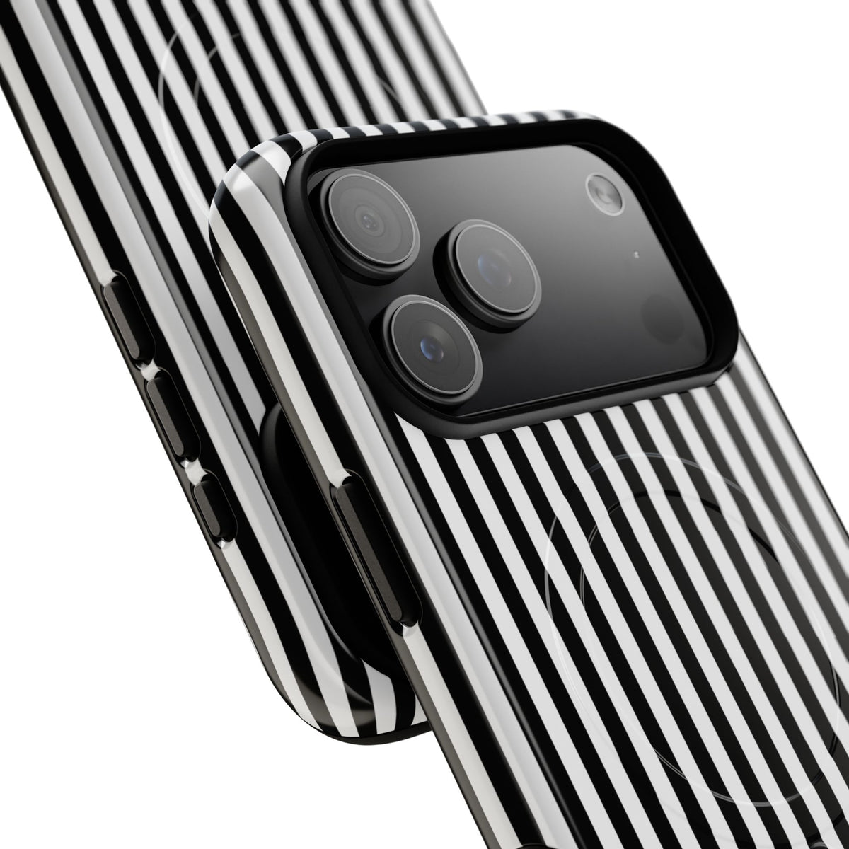 Black & White Striped Magnetic Phone Case by etchd, view 100