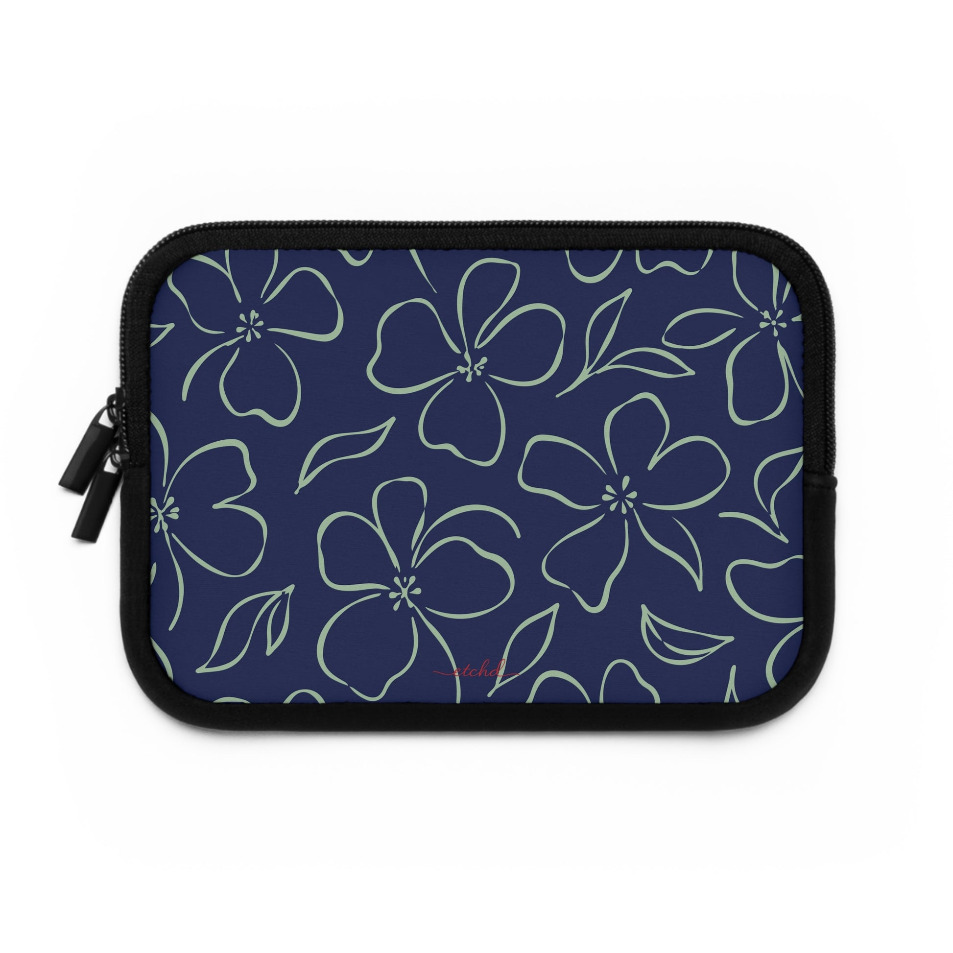 Navy & Sage Floral Laptop Sleeve by etchd, view 2