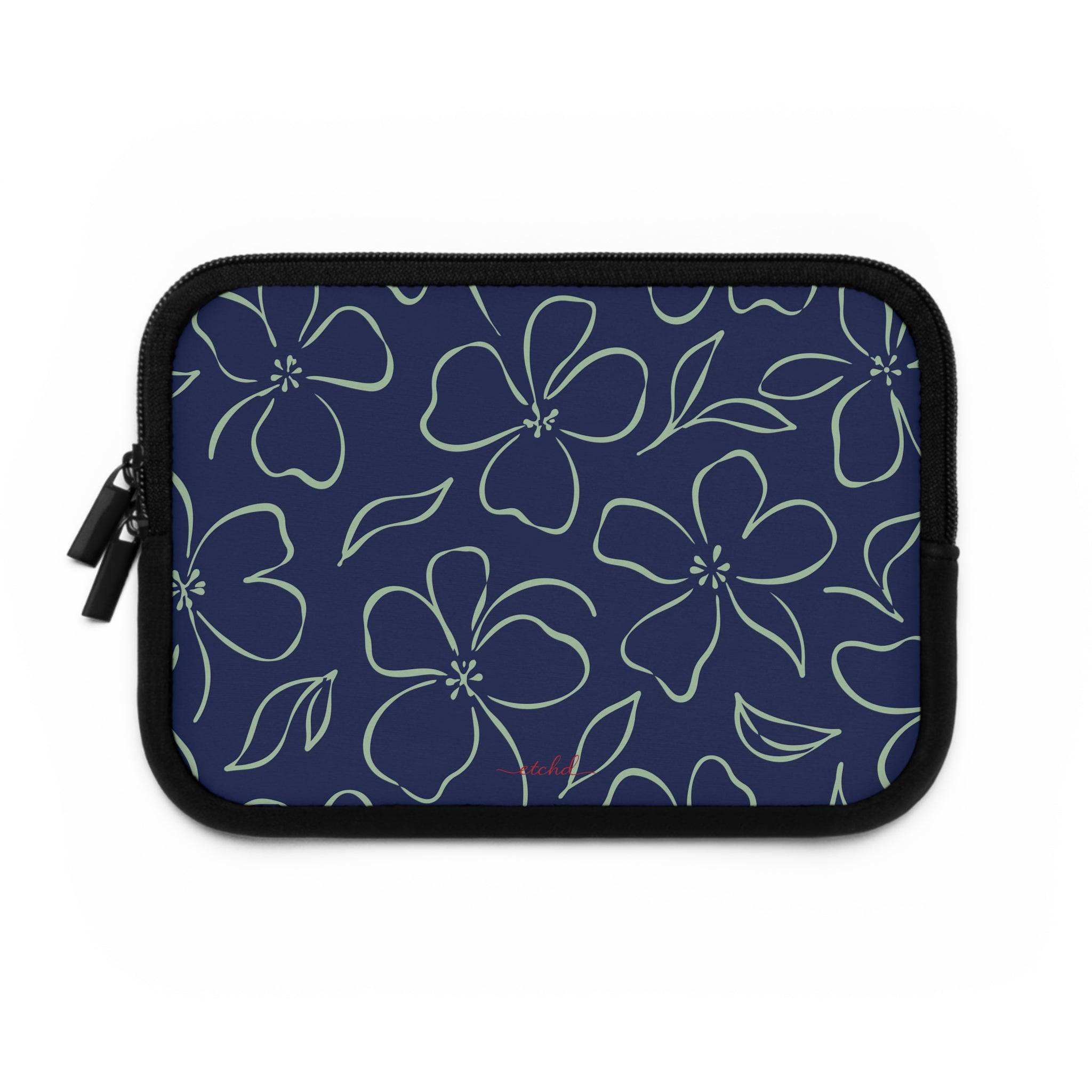 Navy & Sage Floral Laptop Sleeve by etchd, view 2