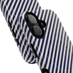 Navy & Cream Striped Diagonal Magnetic Phone Case by etchd, view 87