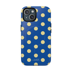 Butter And Cobalt Polka Dot Magnetic Phone Case by etchd, view 2