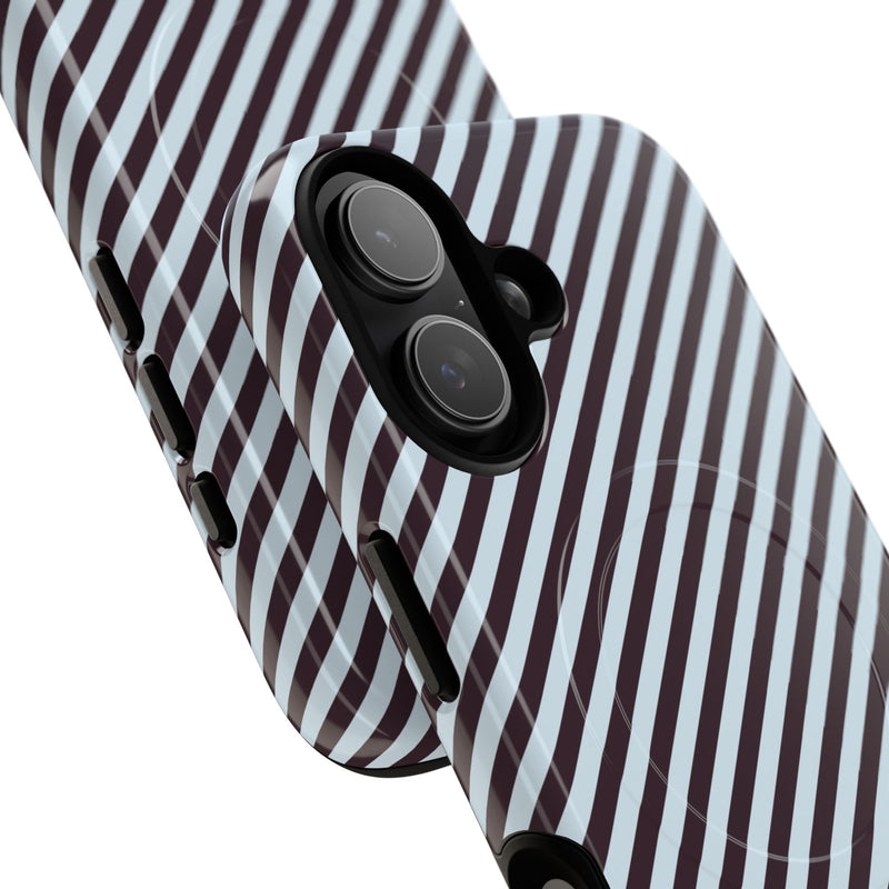 Plum & Blue Striped Diagonal Magnetic Phone Case by etchd, view 87