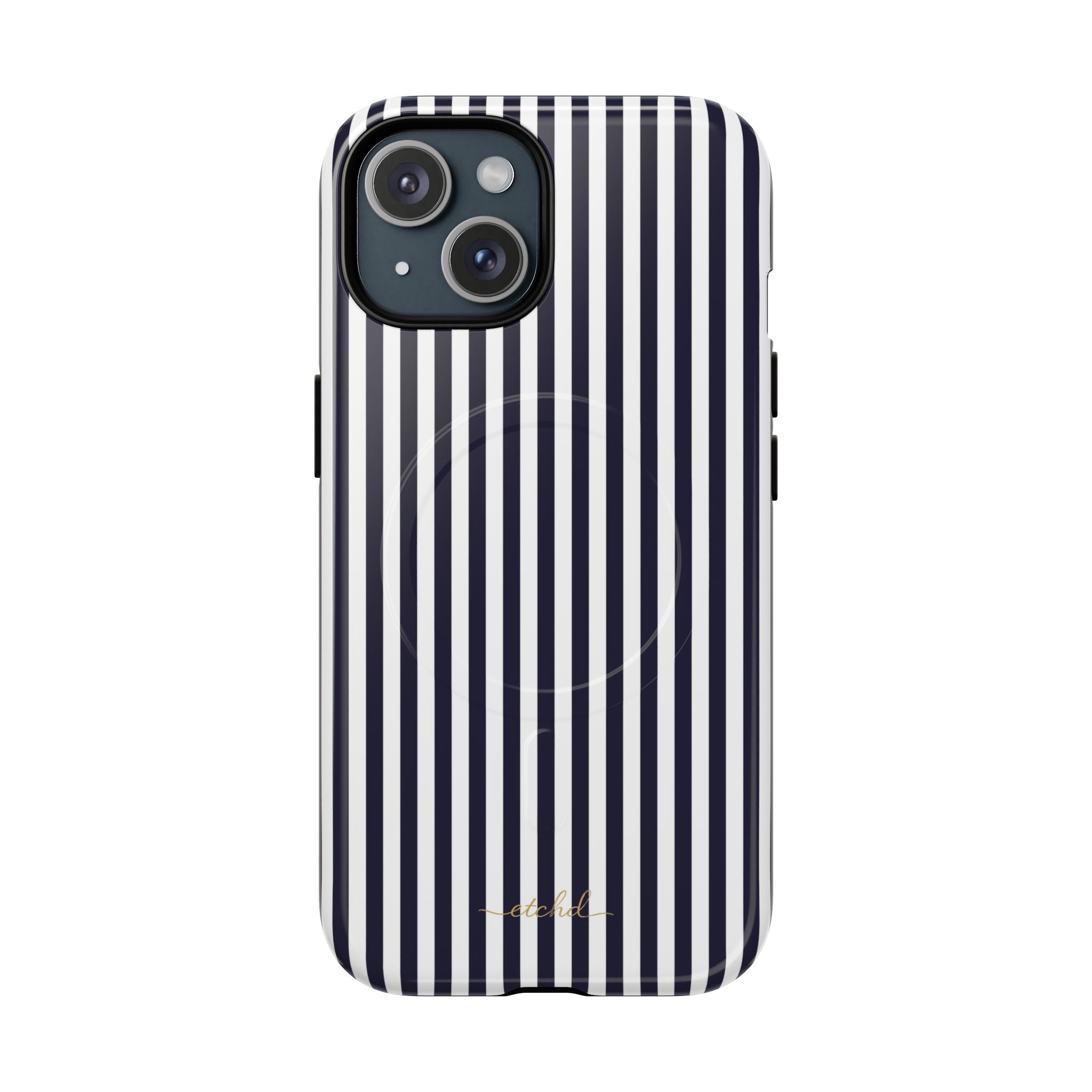 Navy & White Striped Funda magnética para móvil de etchd, vista 2