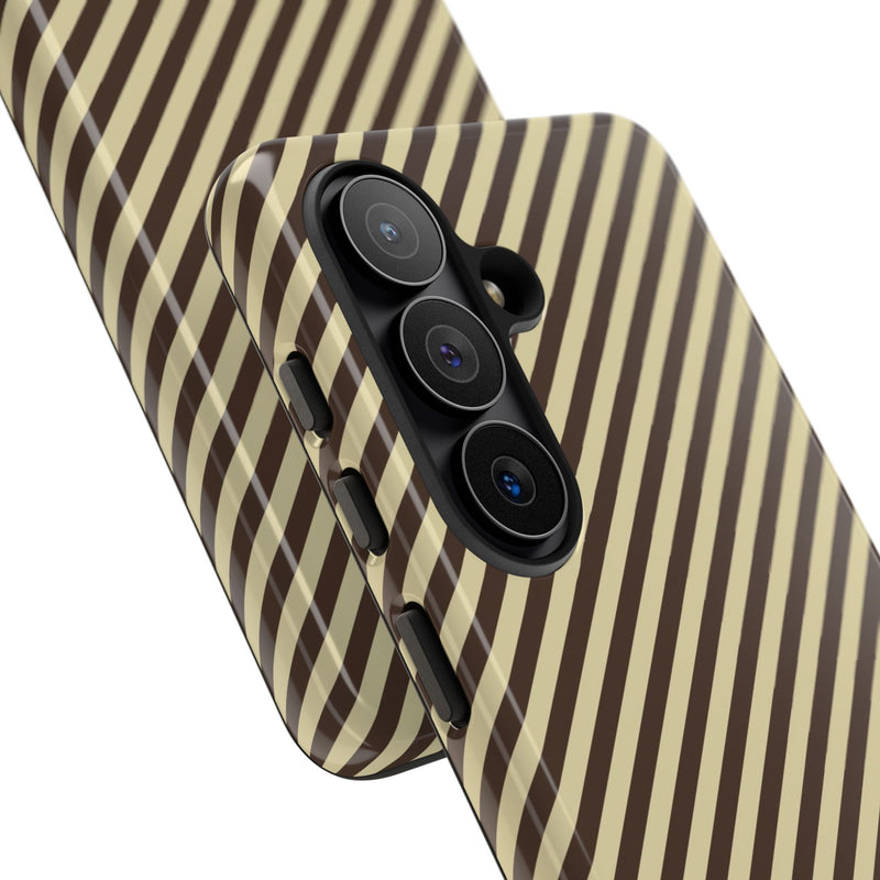 Butter & Brown Striped Diagonal Phone Case by etchd, view 209