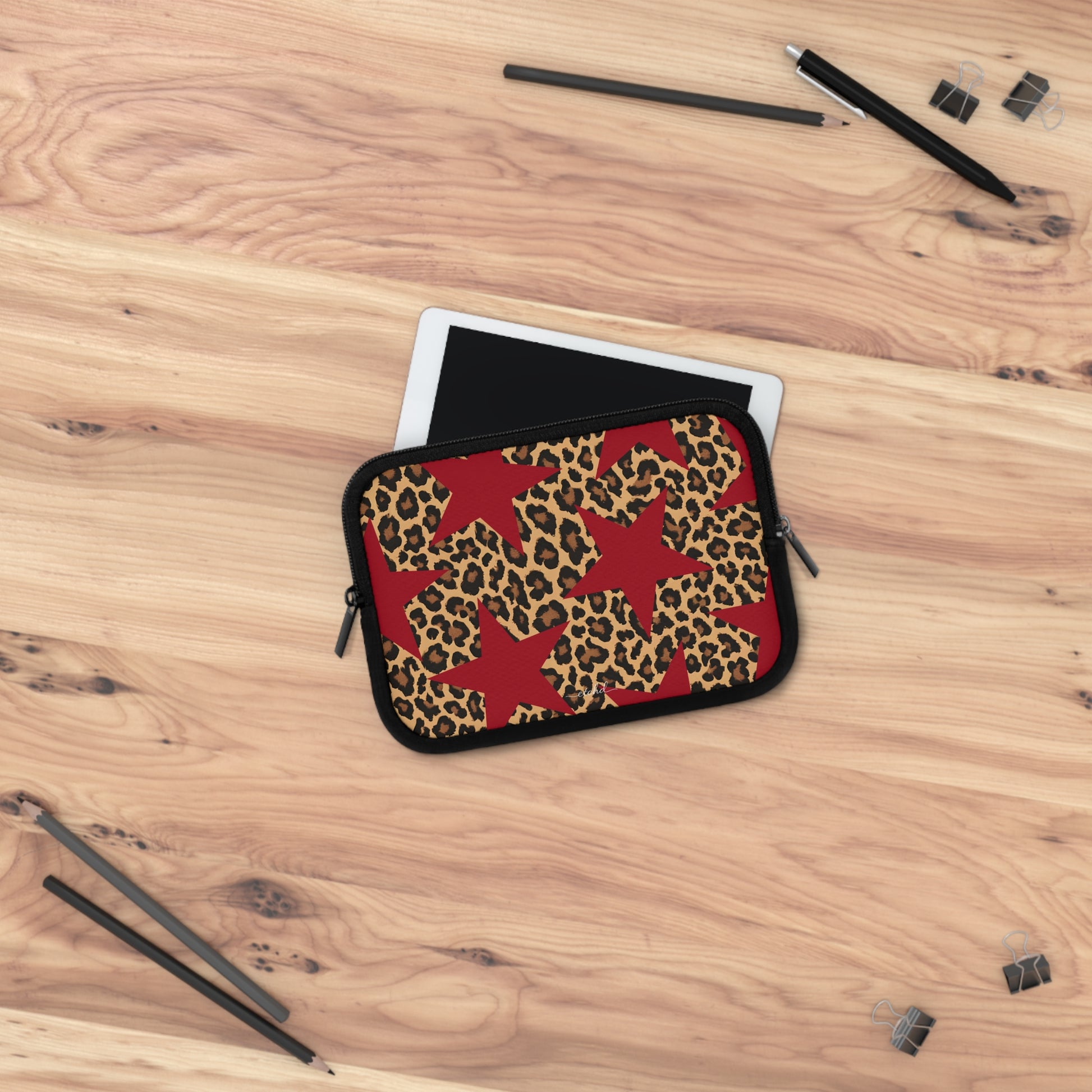 Leopard & Red Stars Laptop Sleeve by etchd, view 14
