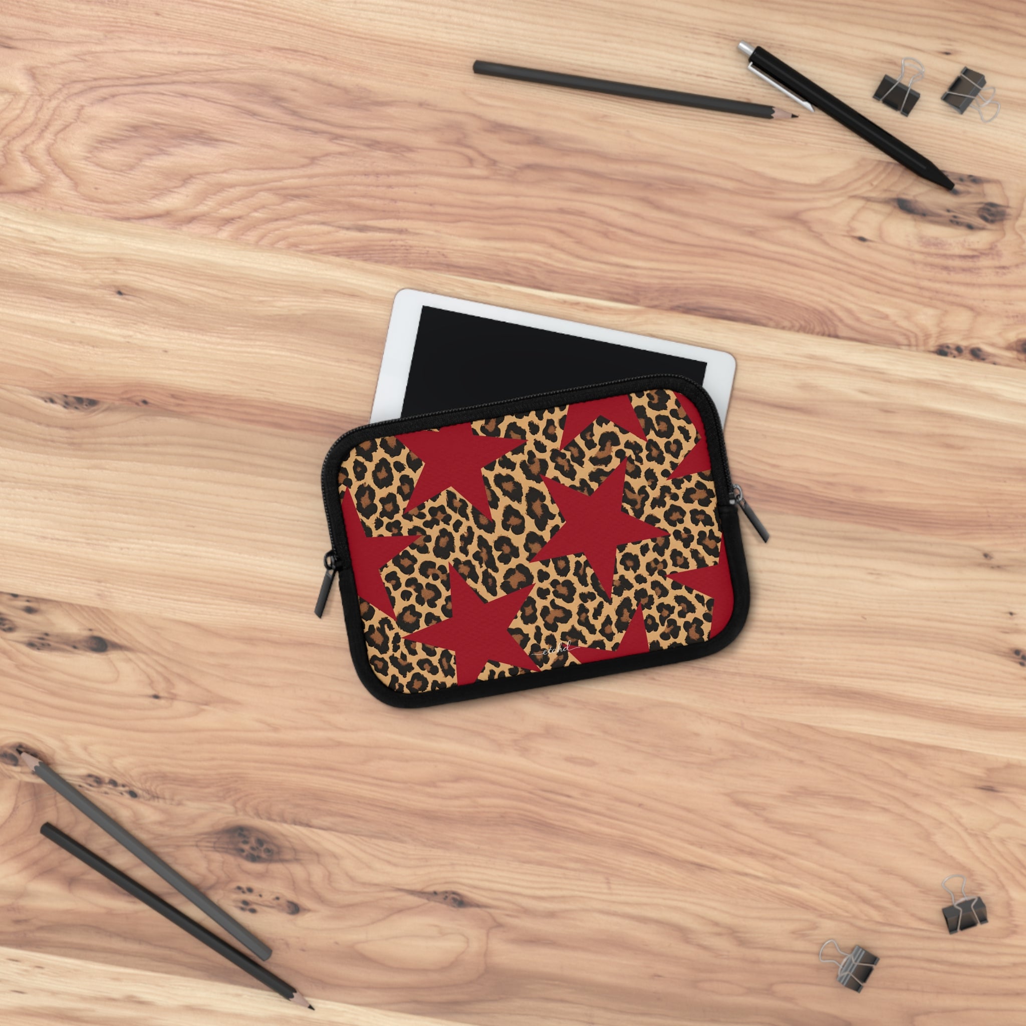 Leopard & Red Stars Laptop Sleeve by etchd, view 14