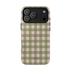 Green & Pink Gingham Magnetic Phone Case by etchd, view 31
