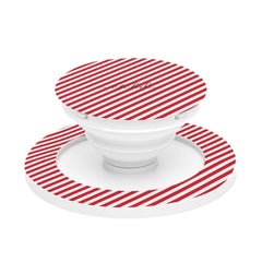 Classic Red & White Striped Diagonal Phone Grip And Stand by etchd