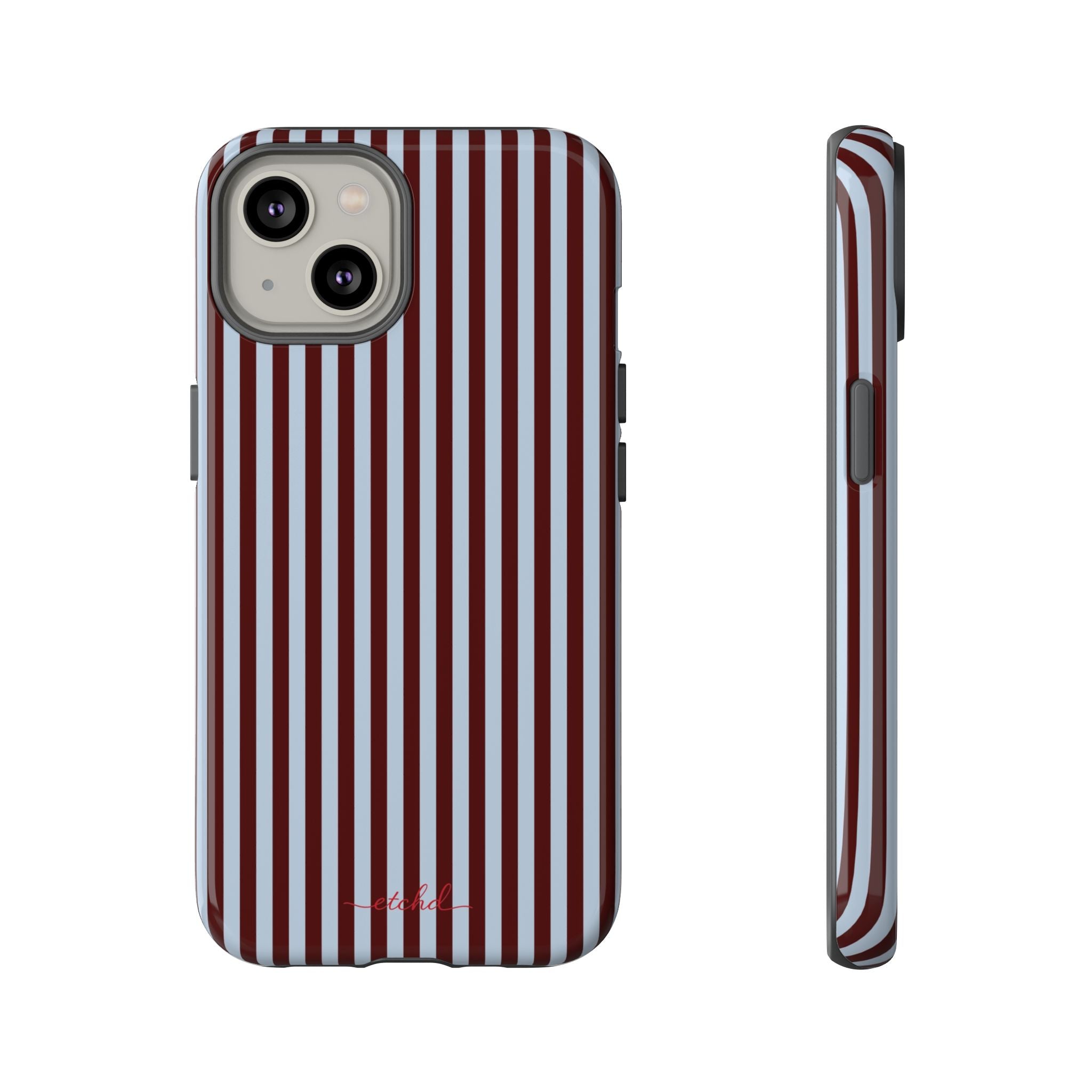 Blue & Cherry Striped Phone Case by etchd, view 2