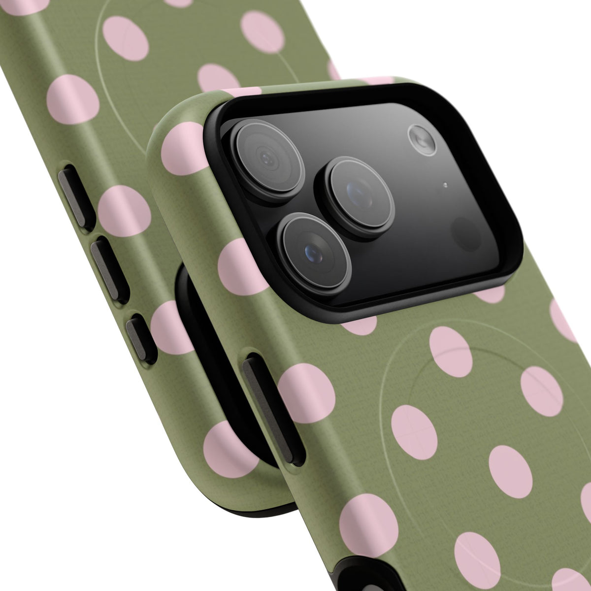Pink & Green Polka Dot Magnetic Phone Case by etchd, view 100