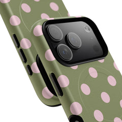 Pink & Green Polka Dot Magnetic Phone Case by etchd, view 100