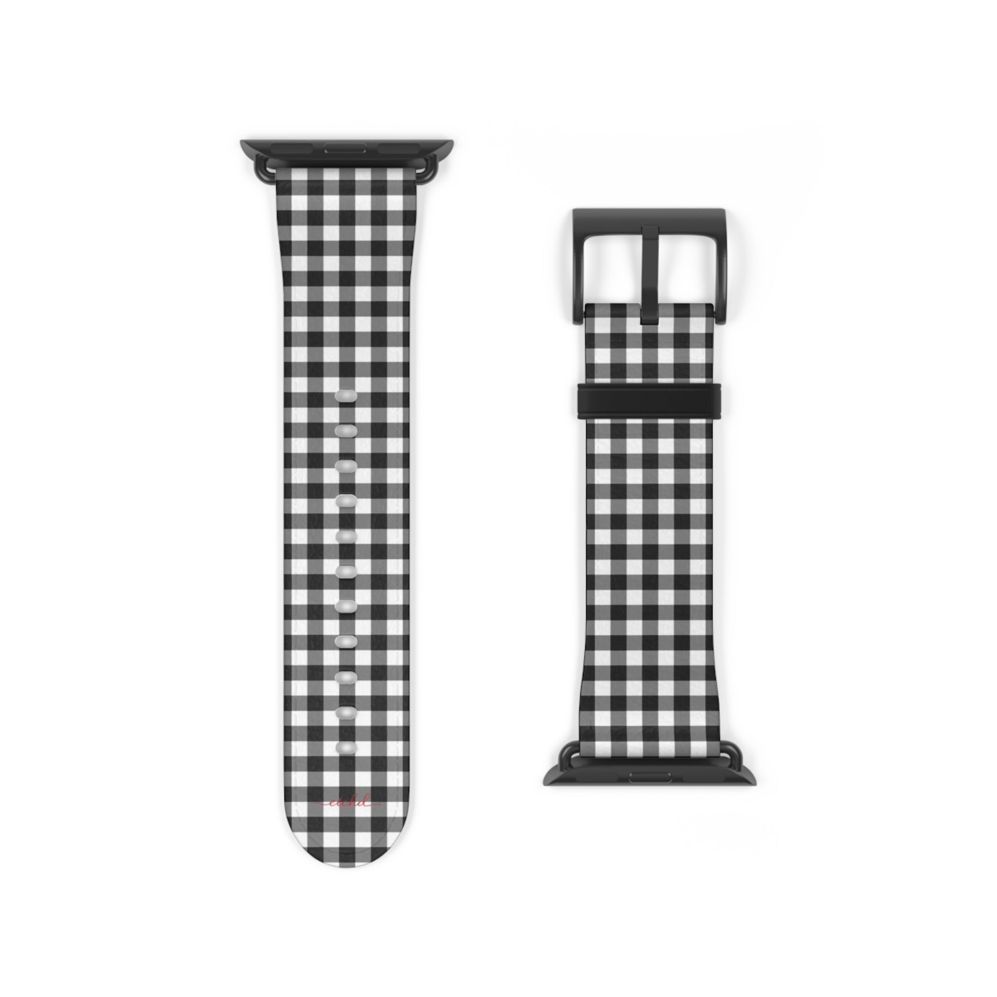 Black & White Gingham Smartwatch Strap by etchd, view 9