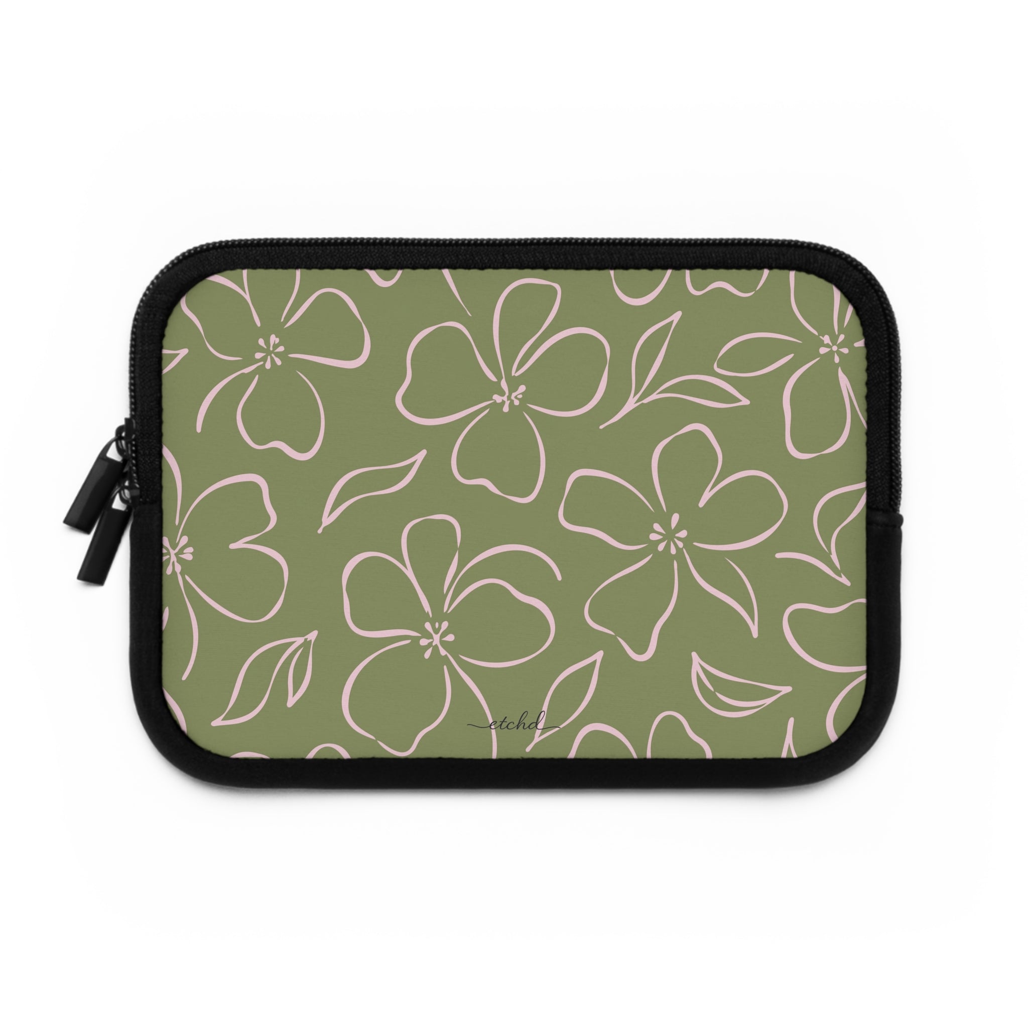 Green & Pink Floral Laptop Sleeve by etchd, view 2
