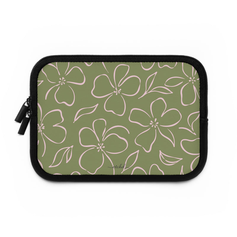 Green & Pink Floral Laptop Sleeve by etchd, view 2