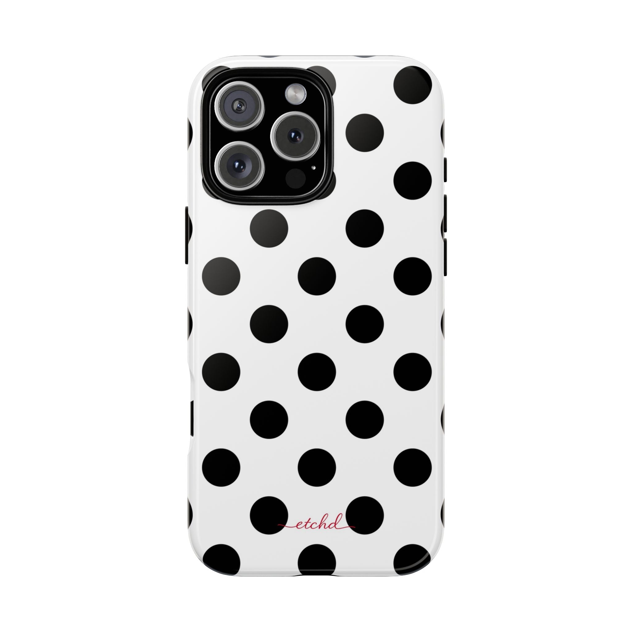 Black & White Polka Dot Phone Case by etchd