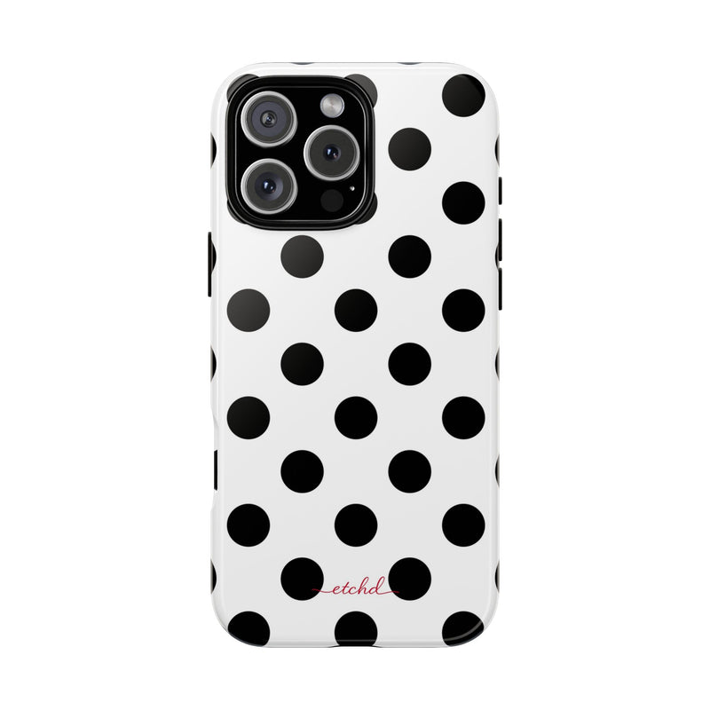 Black & White Polka Dot Phone Case by etchd