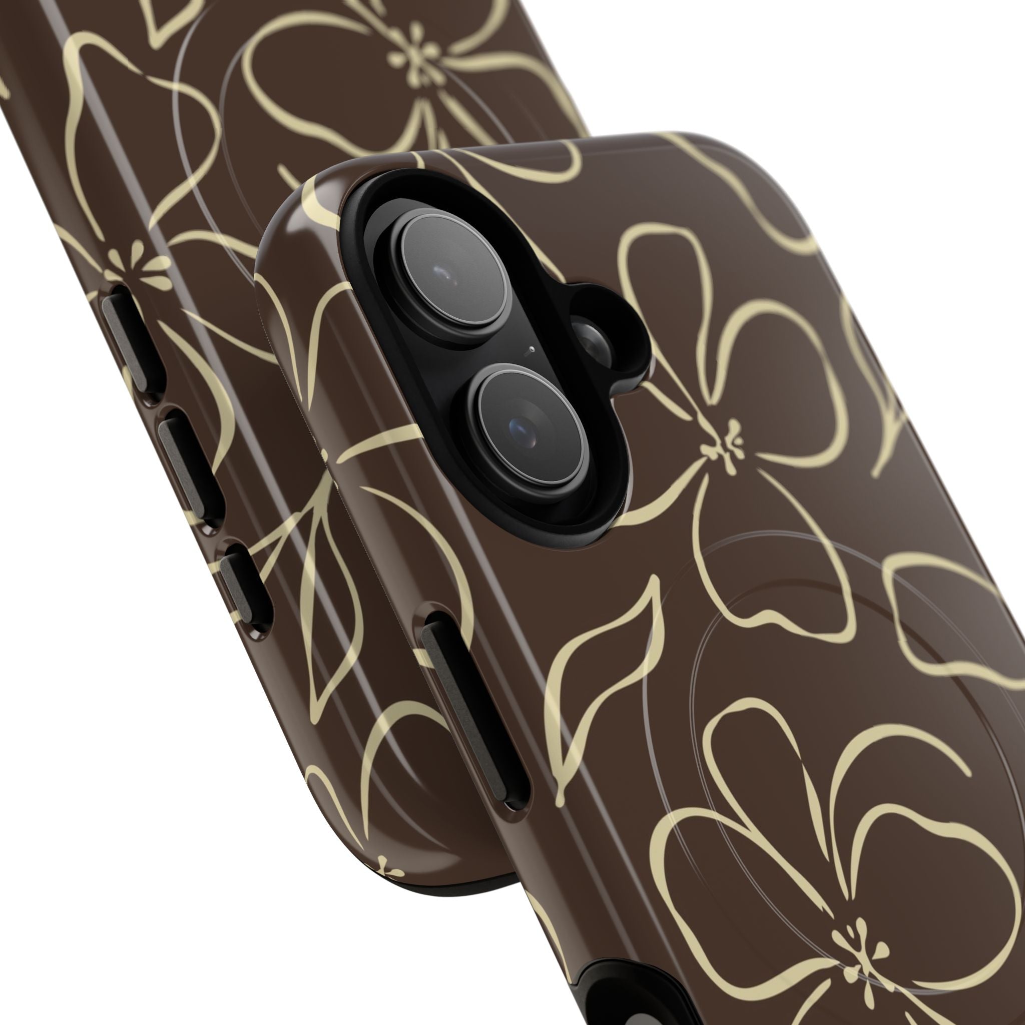 Butter & Brown Floral Magnetic Phone Case by etchd, view 87