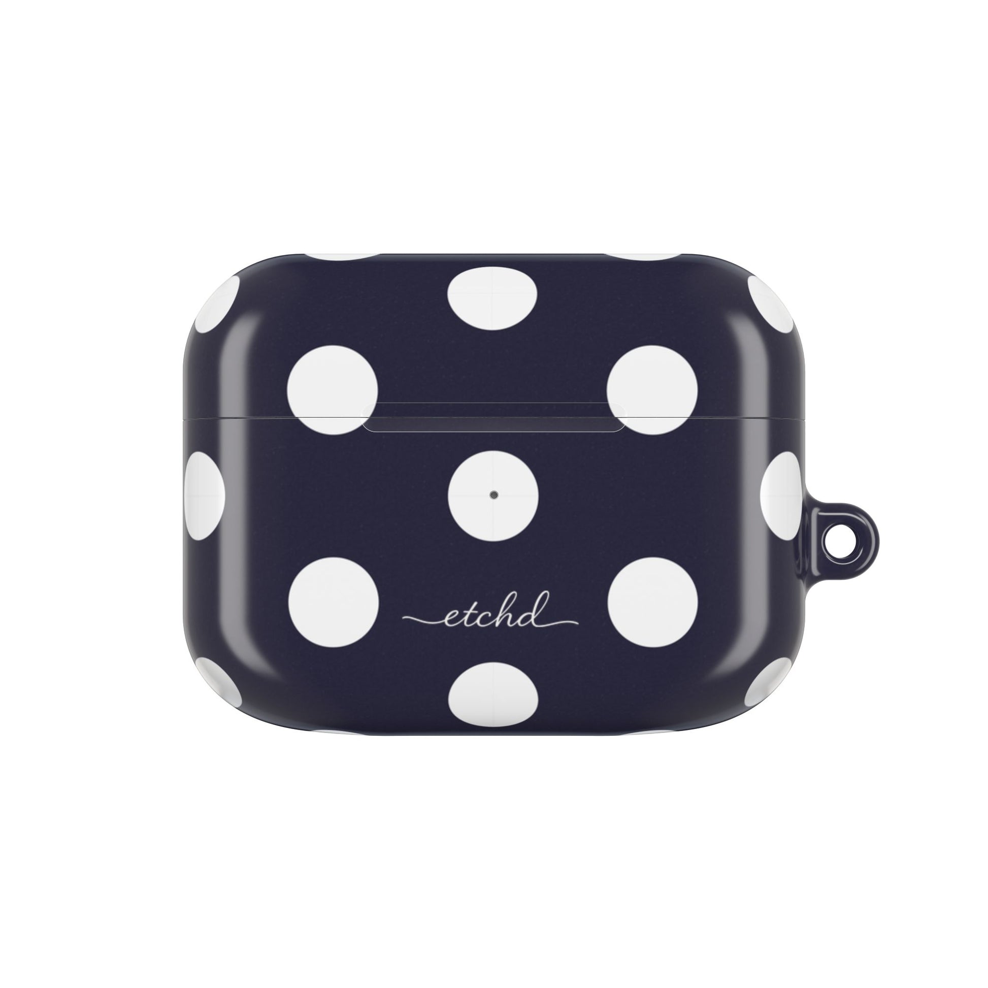 White & Navy Polka Dot AirPod Case by etchd