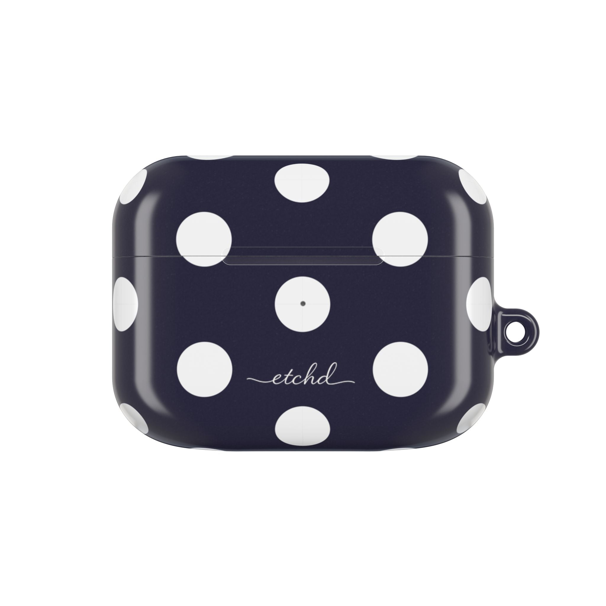White & Navy Polka Dot AirPod Case by etchd