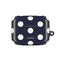 White & Navy Polka Dot AirPod Case by etchd