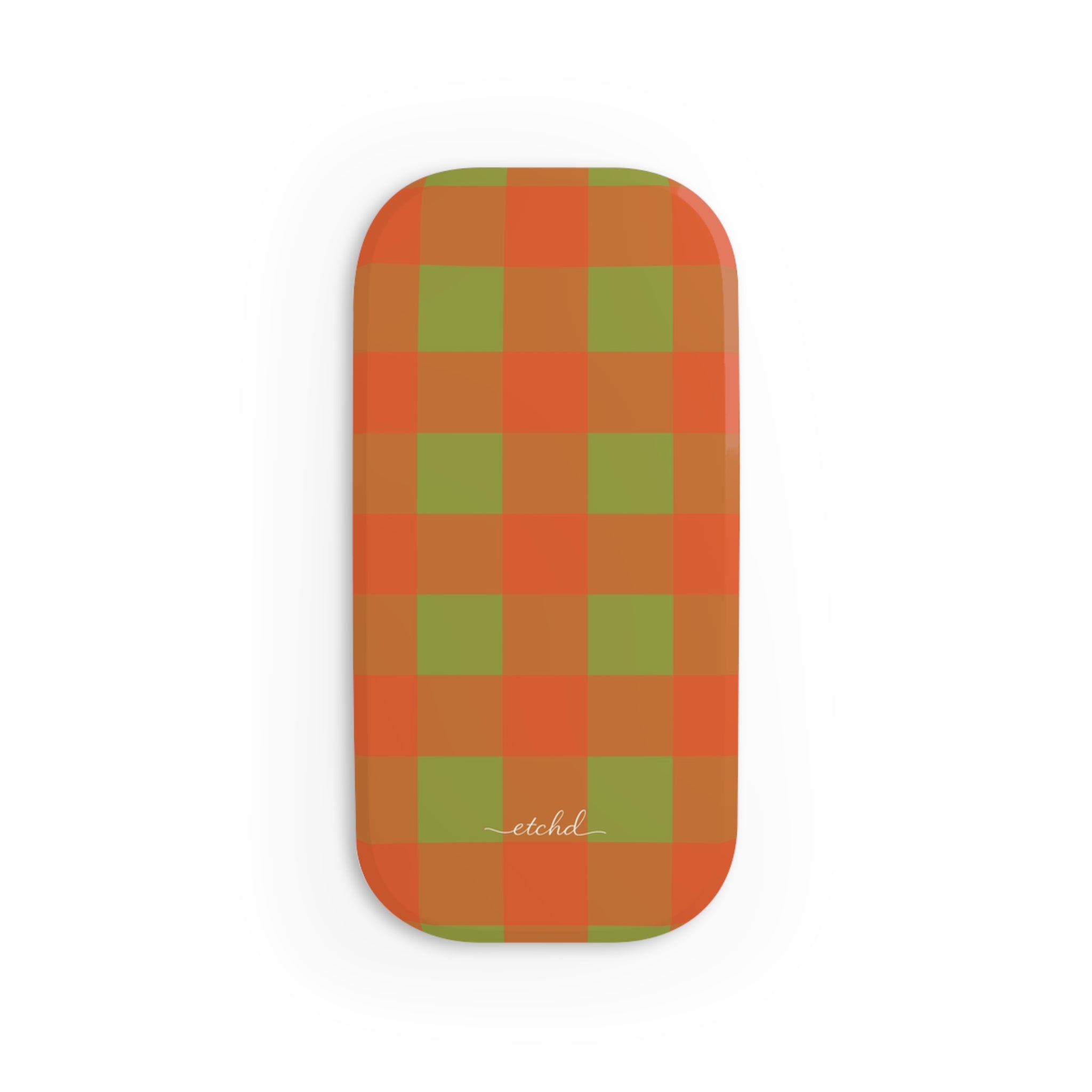 Persimmon & Wasabi Gingham Click-On Phone Grip by etchd, view 2