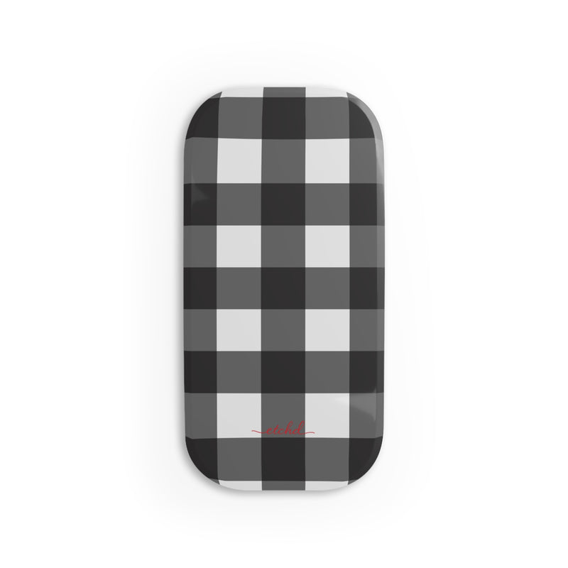 Black & White Gingham Click-On Phone Grip-zoom-