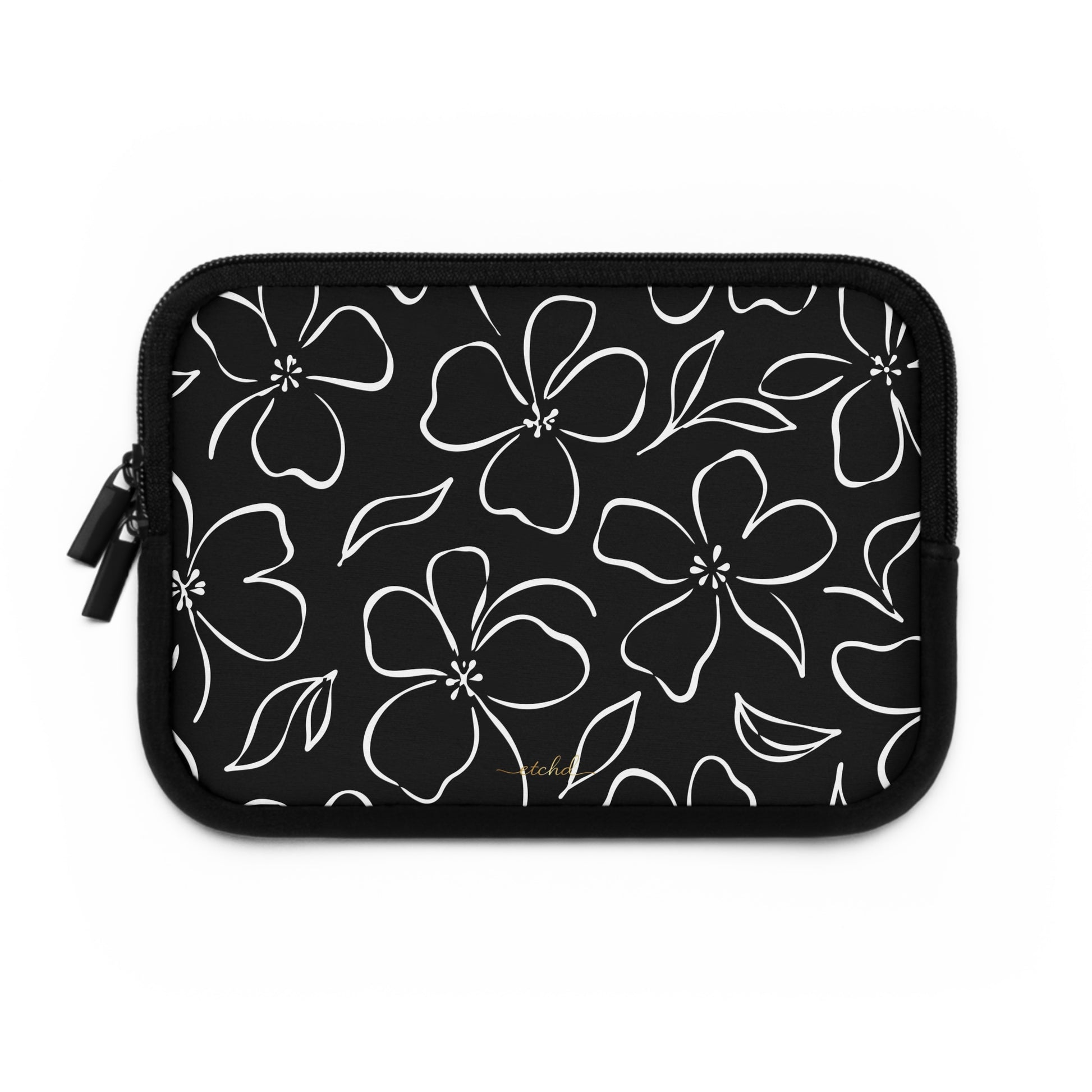 Black & White Floral Custodia per laptop di etchd, vista 2