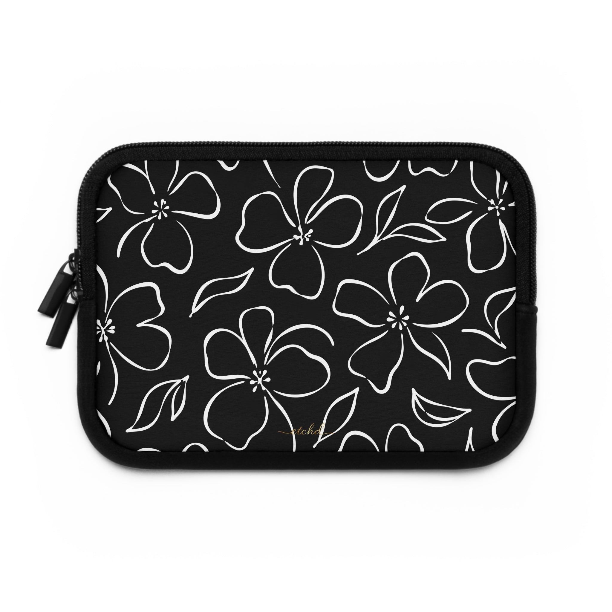 Black & White Floral Custodia per laptop di etchd, vista 2