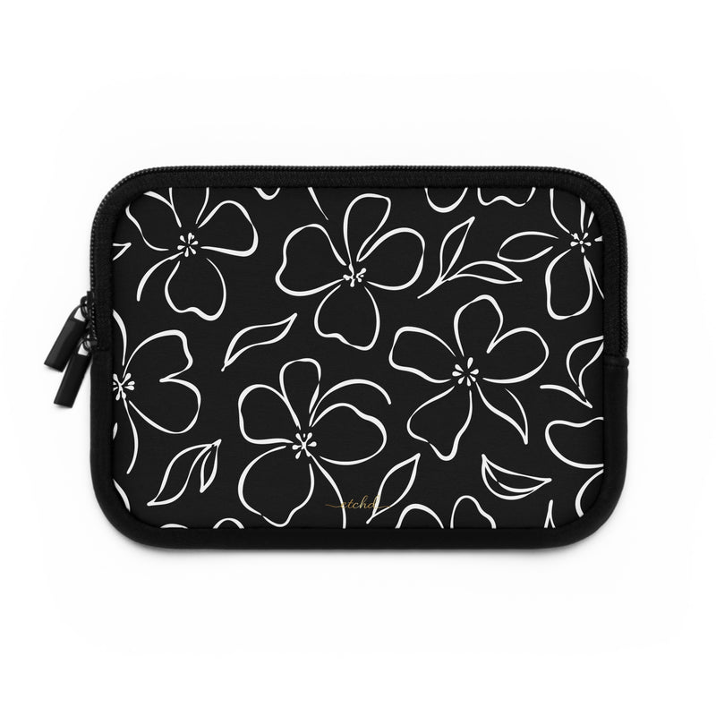 Black & White Floral Custodia per laptop di etchd, vista 2