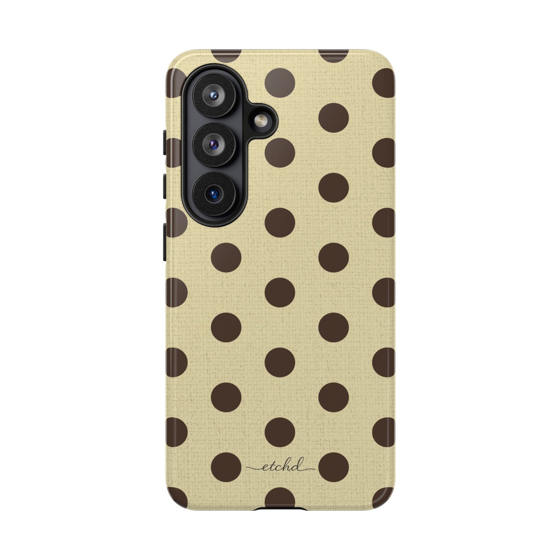 Butter Yellow And Brown Polka Dot Phone Case by etchd, view 61