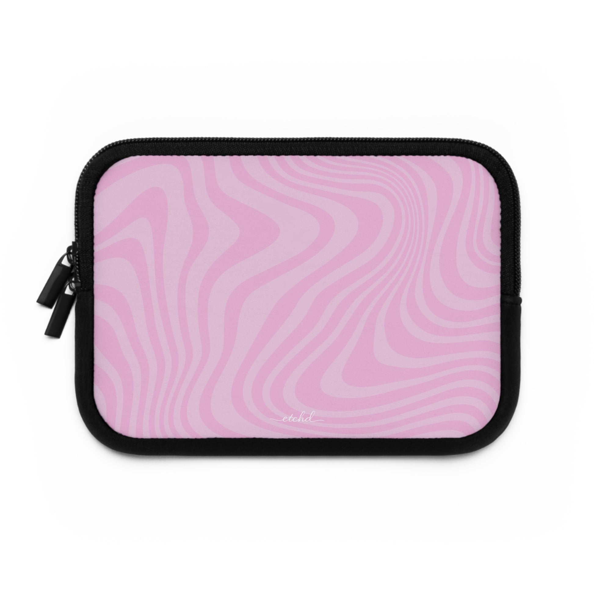 Pink Curved Lines Laptop Sleeve by etchd, view 2