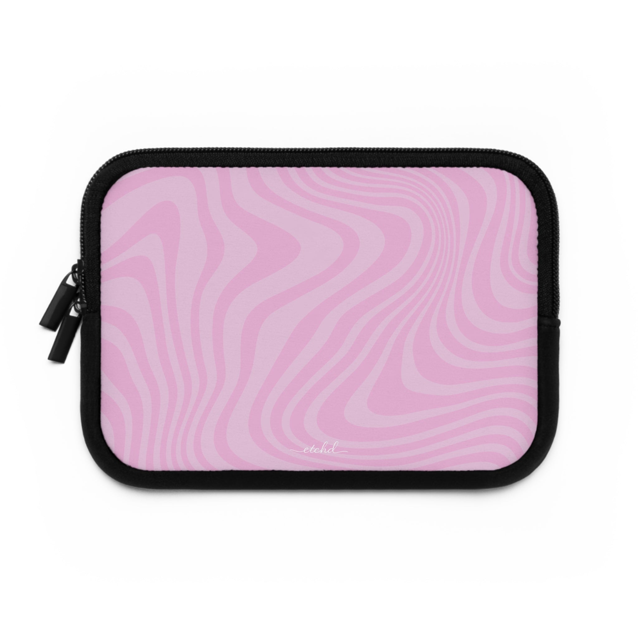 Pink Curved Lines Laptop Sleeve by etchd, view 2