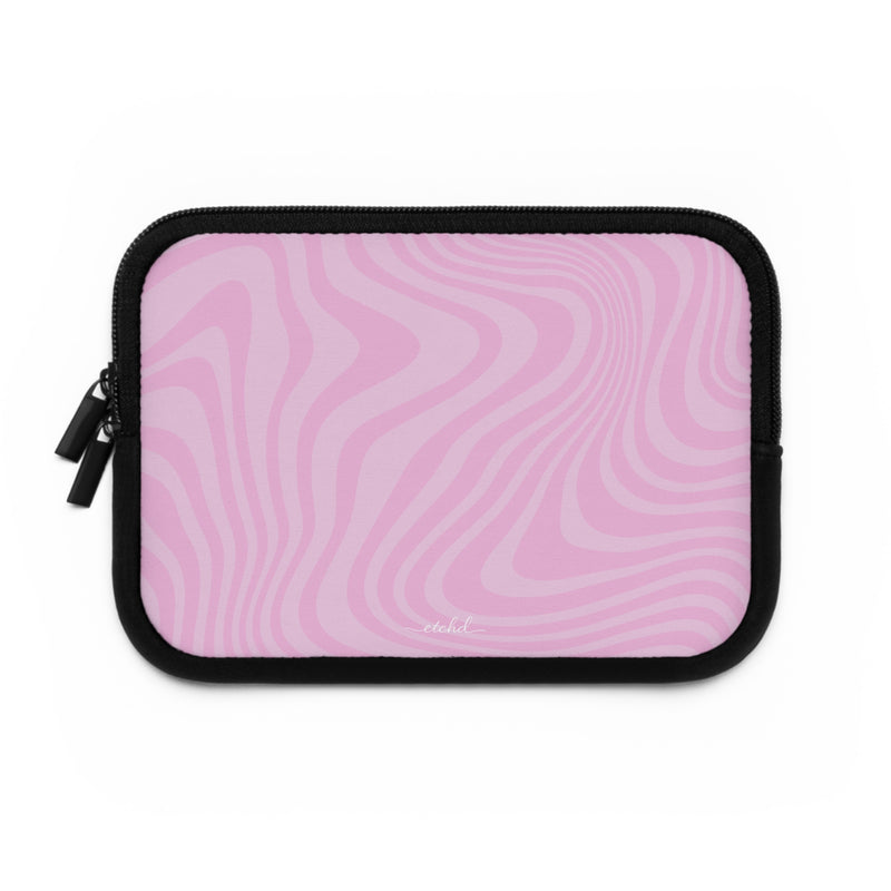 Pink Curved Lines Laptop Sleeve by etchd, view 2