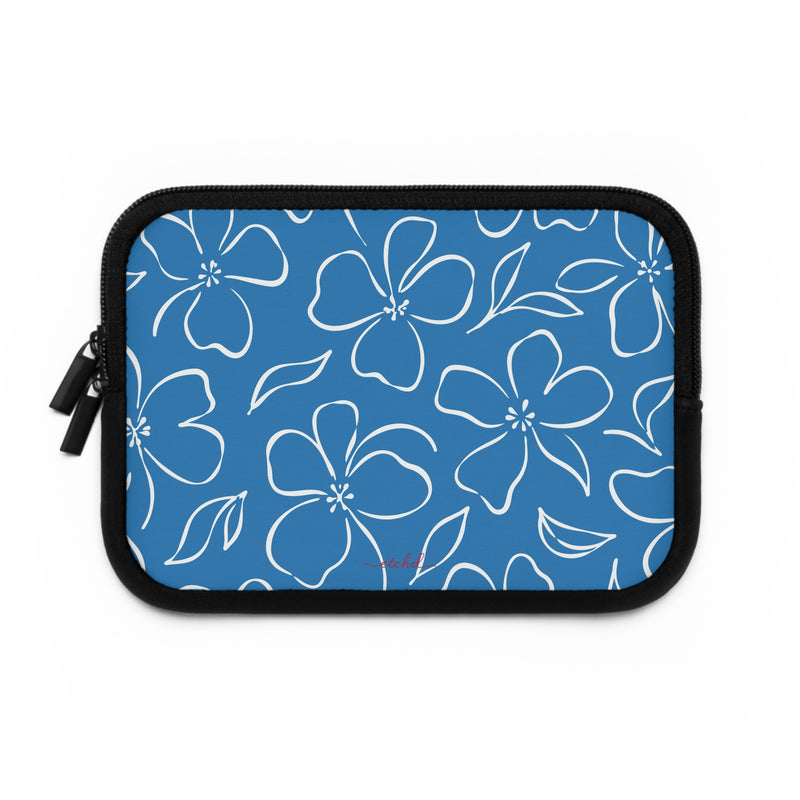 Cerulean & White Floral Laptop Sleeve by etchd, view 2