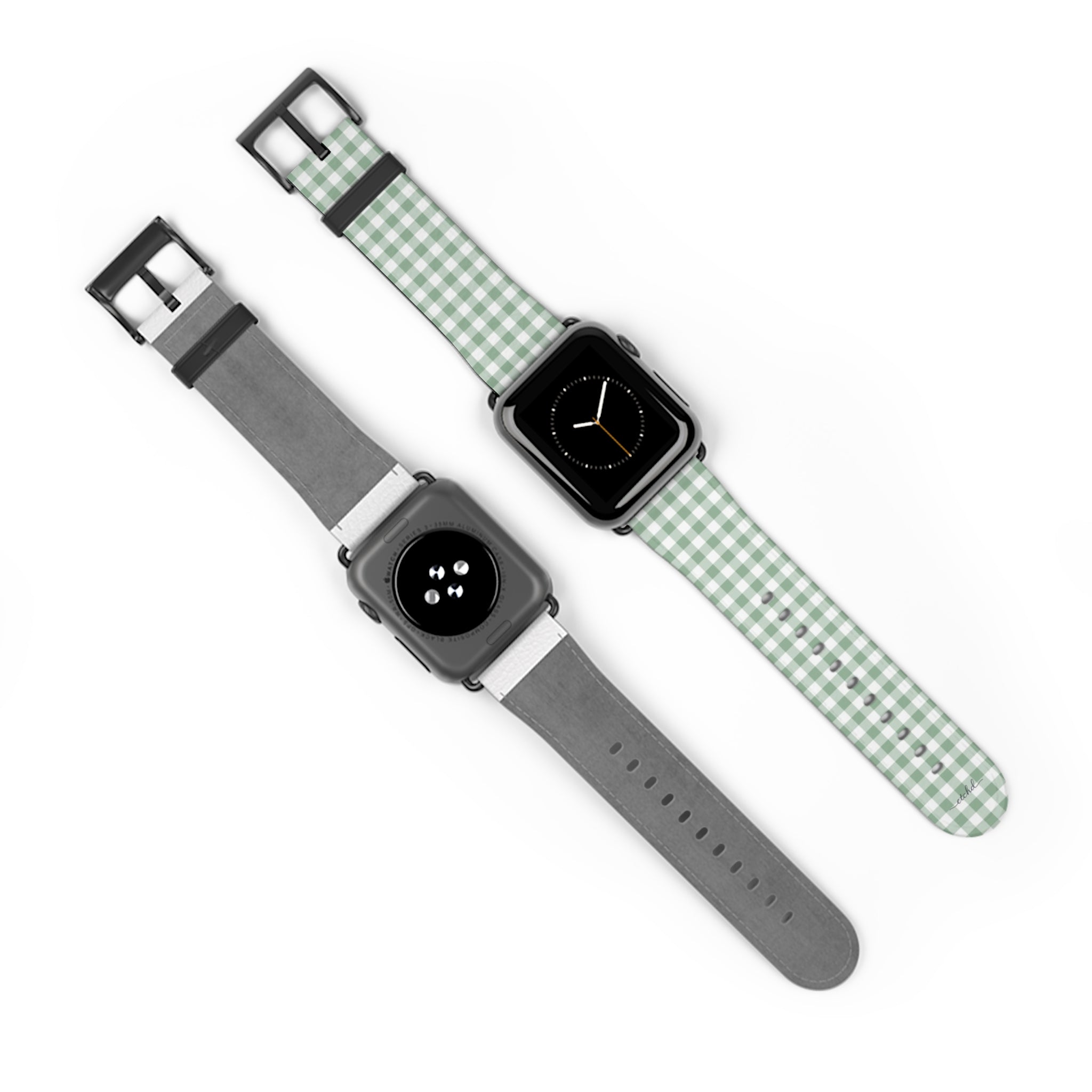 Sage & White Gingham Smartwatch Strap by etchd, view 10