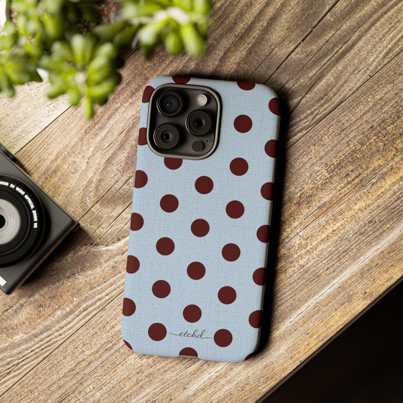 Blue & Cherry Polka Dot Phone Case-zoom-