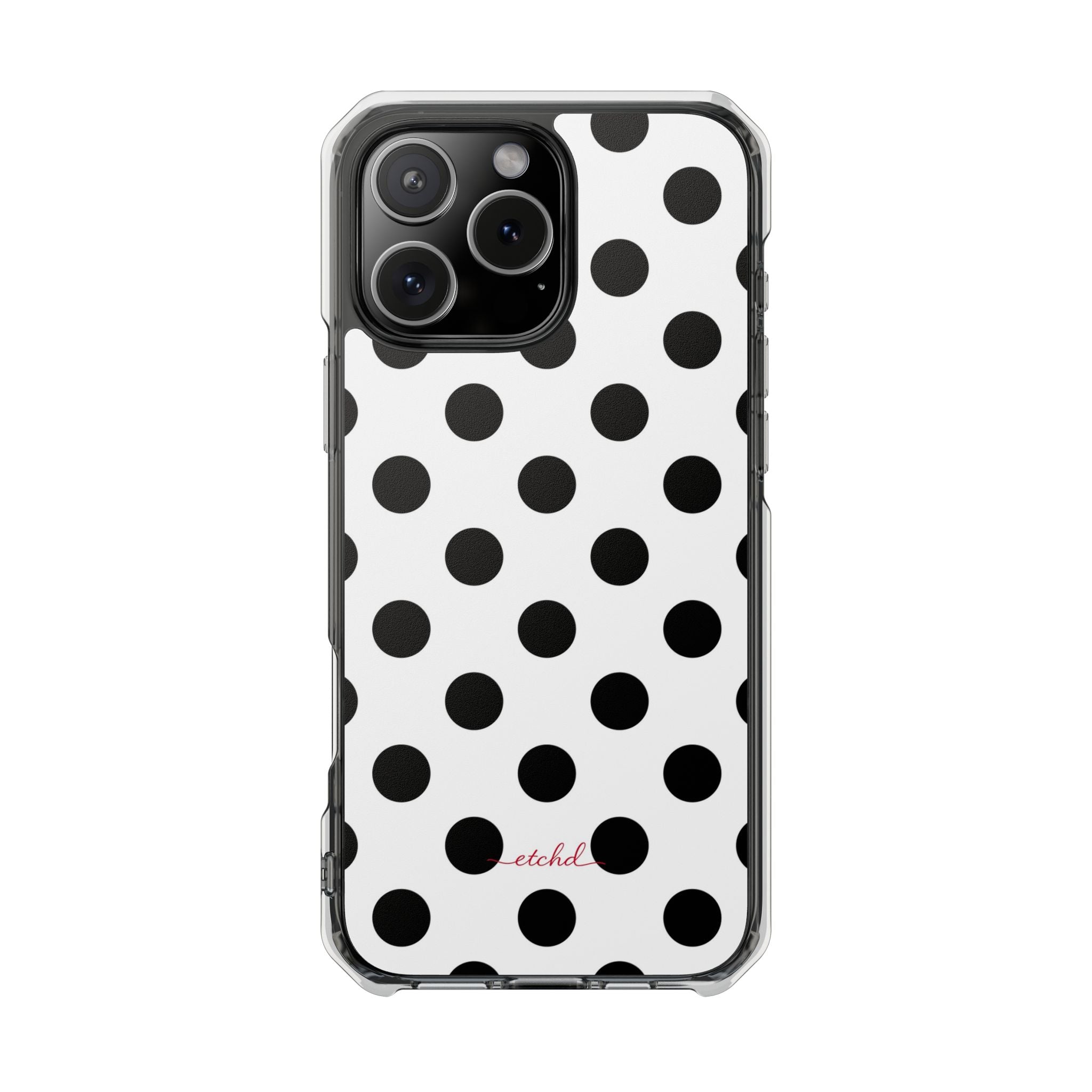 Black & White Polka Dot Clear Magnetic Phone Case by etchd