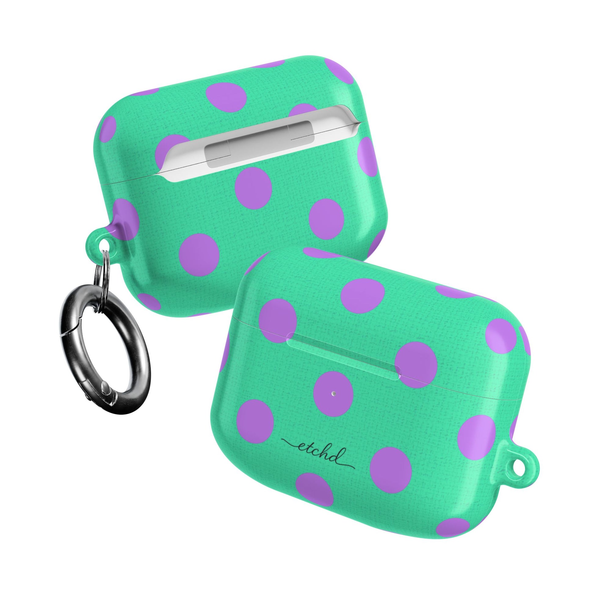 Lilac & Hypermint Polka Dot AirPod Case by etchd, view 10